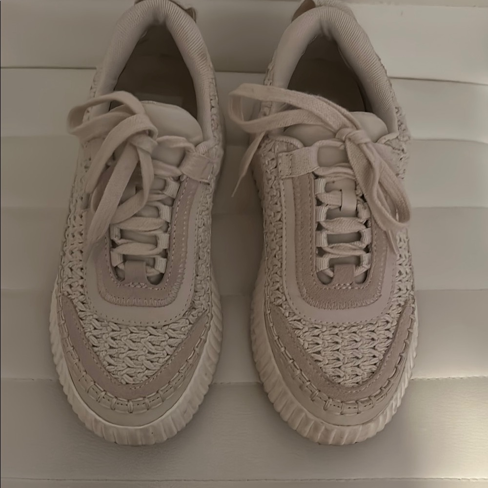 Dolce Vita Cream Sneakers with woven design
